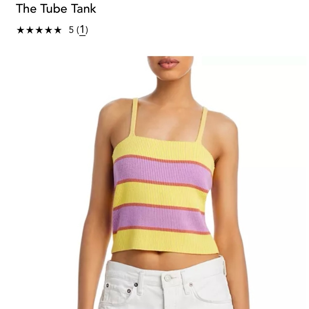 MOTHER Ribbed Yellow & Purple Crop Knit Tank Top Cropped sz XS